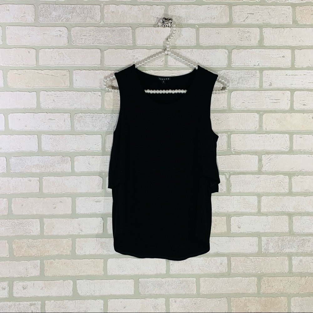 Theory Black Lumpkin Tiered Scoop Neck Tank Top Size S